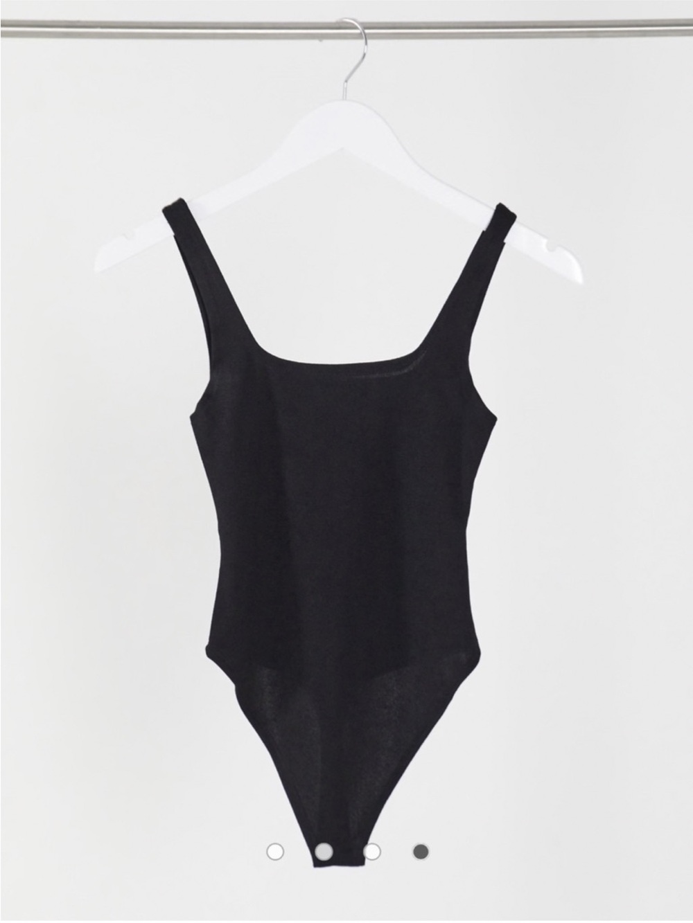 Flounce London Petite basic square neck slinky body in black - Size 4P